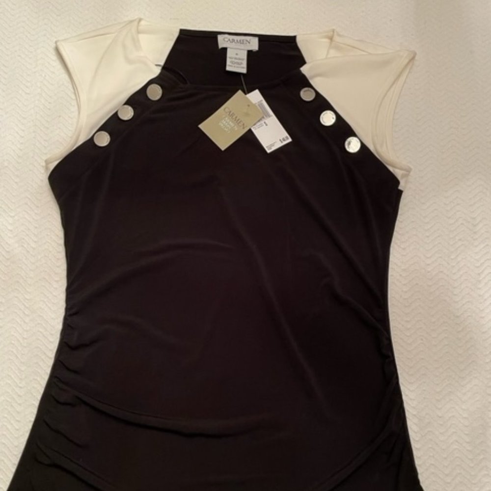 Cute Black and White Blouse Sz SM